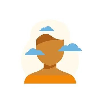 Person managing thoughts in a cluttered mind Stock Illustration
