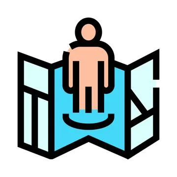 Person on map navigation indicating current location Stock Illustration