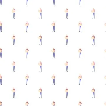 Person with map searching for direction seamless pattern Illustrazione stock