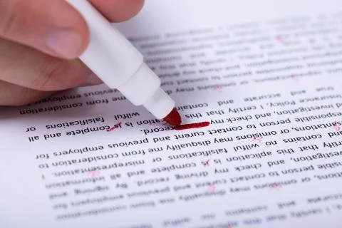 Person Marking Error With Red Marker Stock Photos