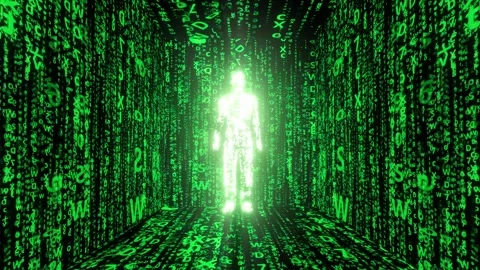 Person in a matrix representing Artificial Intelligence Stock Footage 249071808