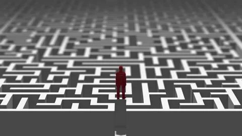 Person in maze labyrinth finding a solution, problem solving, challenge Stock Footage 130846397