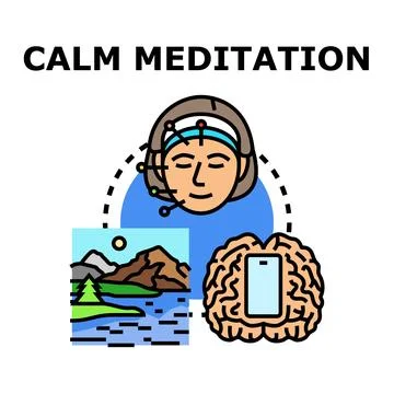 Person meditating with biofeedback technology for mind calmness Stock Illustration