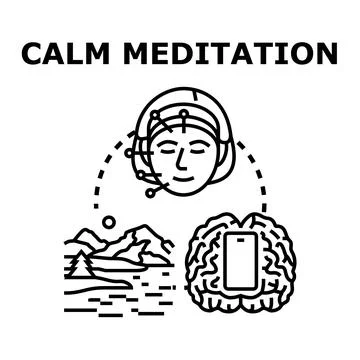 Person meditating with biofeedback technology for mind calmness Stock Illustration