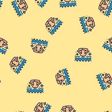 Person meditating brainwave lines vector seamless pattern Stock Illustration