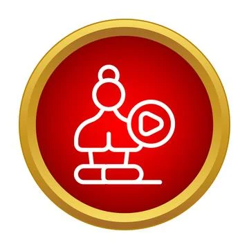 Person meditating with play button for online yoga class Illustrazione stock
