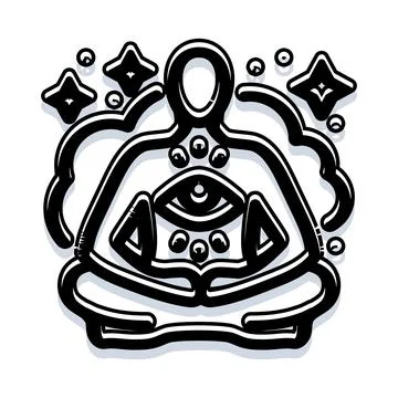 Person meditating with third eye icon achieving enlightenment Stock Illustration