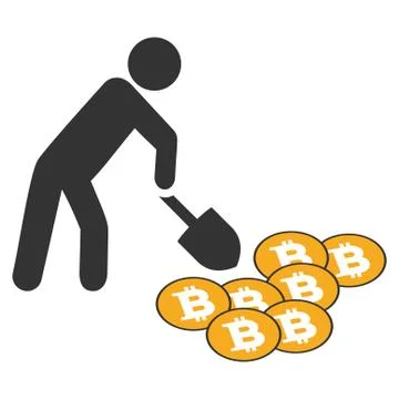 Person Mining Bitcoins Flat Icon Stock Illustration