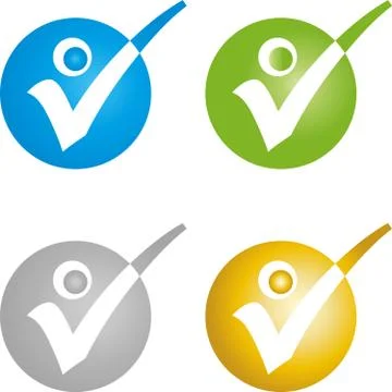 Person in motion, person as check mark, button Stock Illustration