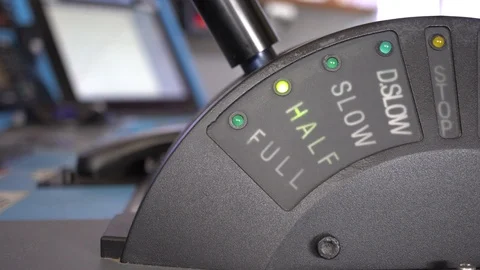 Person moves black engine control stick into full ahead mode Stock Footage 114766785