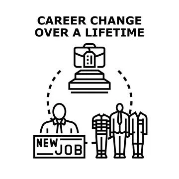 Person navigating career change options over a lifetime Stock Illustration