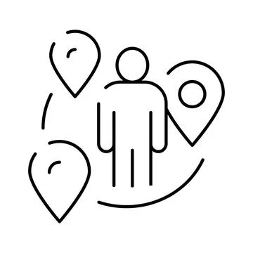 Person navigating multiple destinations with location pins Stock Illustration
