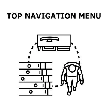 Person navigating website content using top menu Stock Illustration