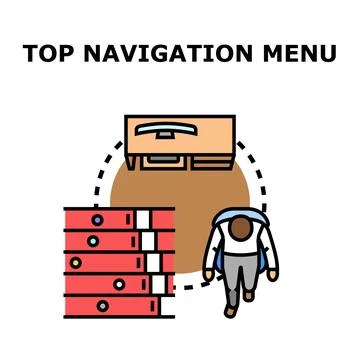 Person navigating website content using top menu Stock Illustration