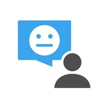 Person with neutral face colored icon. Review, feedback, comment, customer Stock Illustration