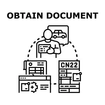 Person obtaining document for vehicle registration process Stock Illustration
