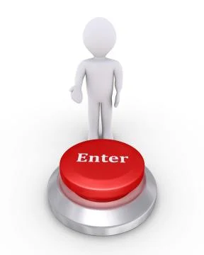 Person offers enter button Stock Illustration