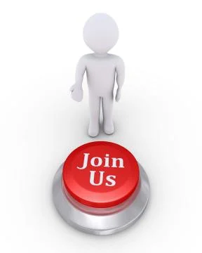 Person offers a Join Us button Stock Illustration