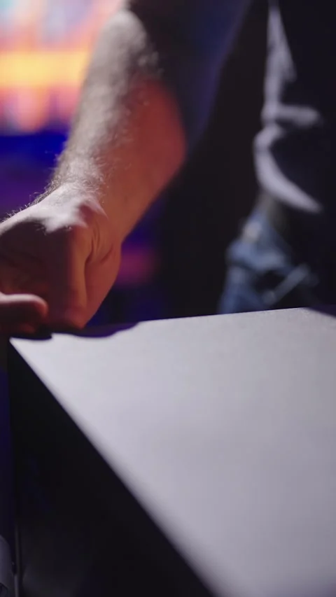 Person opening backside panel of gaming computer reveal cable management mess Stock Footage 324133411