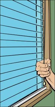 Person Opening Blinds イラスト素材