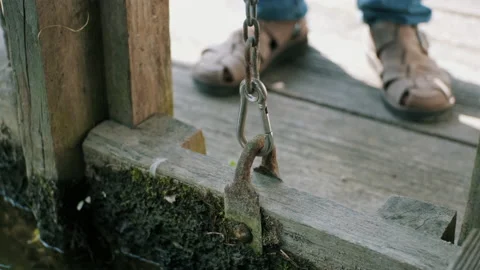 Person opening a sluice gate Stock Footage 130336330
