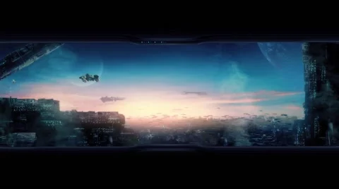 Person Opens Digital Window In Future City Stock Footage 64225607