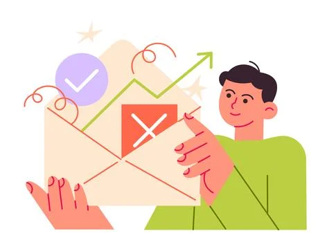 Person opens the envelope and extracts the data Stock Illustration