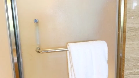Person opens shower door Stock Footage 52113808