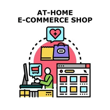 Person operating computer creating online e commerce shop イラスト素材