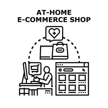 Person operating computer creating online e commerce shop Stock Illustration
