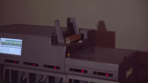 Person Operating Money Counting Machine Stock Footage 269193856
