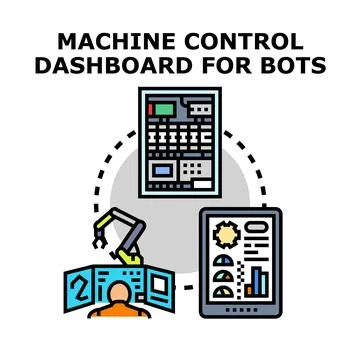 Person operating robotic arm using machine control dashboard イラスト素材