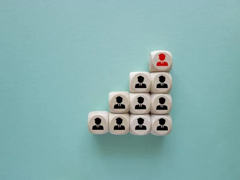 Person or candidate icons on stack wooden cubes. 스톡 사진