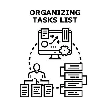 Person organizing tasks list using digital project management Stock Illustration