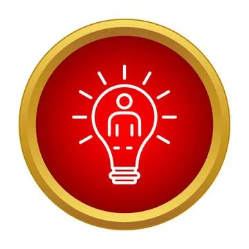 Person outline icon inside light bulb representing idea Stock Illustration