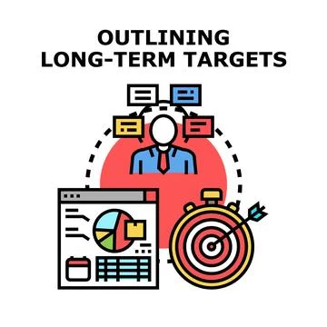Person outlining long term targets and strategic progress Stock Illustration