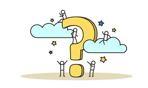 Person people question mark answer vector illustration concept action. Advice Stock Illustration