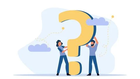 Person people question mark answer vector illustration concept action. Advi.. Stock Illustration