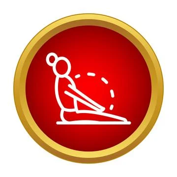 Person performing exercise for back flexibility in red circle Stock Illustration