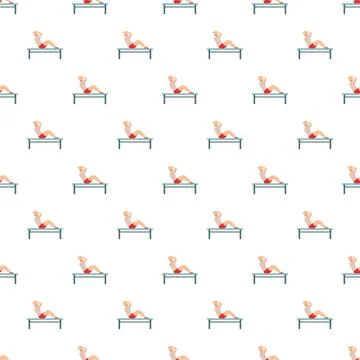 Person performing sit ups on bench seamless pattern Illustrazione stock