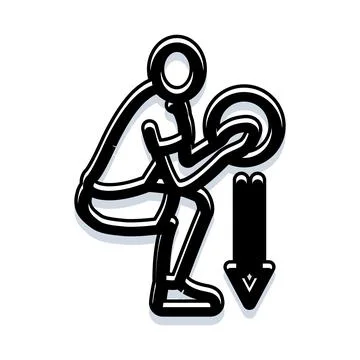 Person performing a squat exercise with weights icon Illustrazione stock