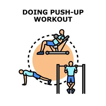 Person performing various strength workout exercises and fitness training Stock Illustration