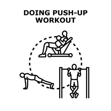 Person performing various strength workout exercises and fitness training Stock Illustration
