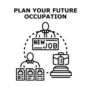 Person planning career path, finding new job occupation Illustration
