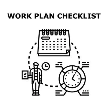 Person planning work schedule using checklist and calendar Ilustração Stock