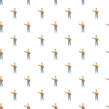Person playing guitar seamless pattern background イラスト素材