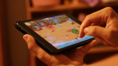 Person Playing Tablet Video Game Stock Footage 49131850