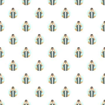 Person playing virtual reality video game seamless pattern Stock Illustration