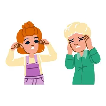 Person plugging ears kid vector Stock Illustration