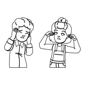 Person plugging ears kid vector Stock Illustration